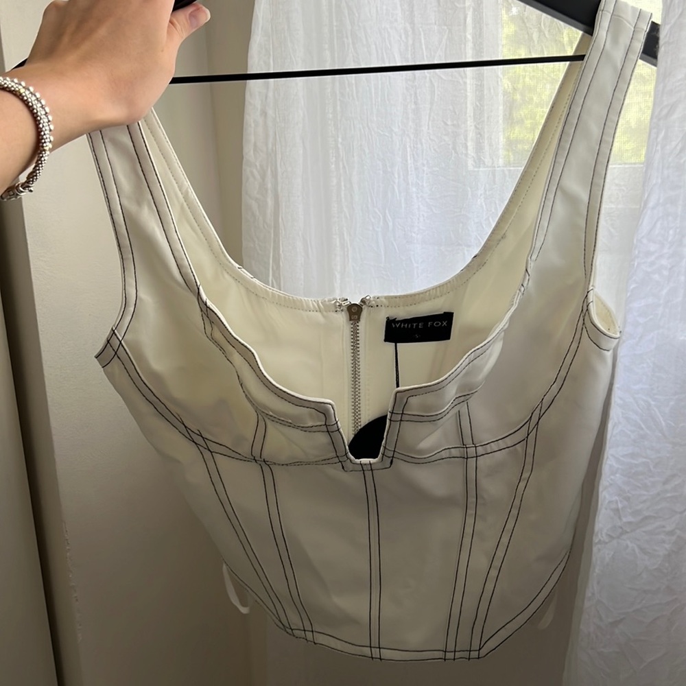 White fox corset crop top